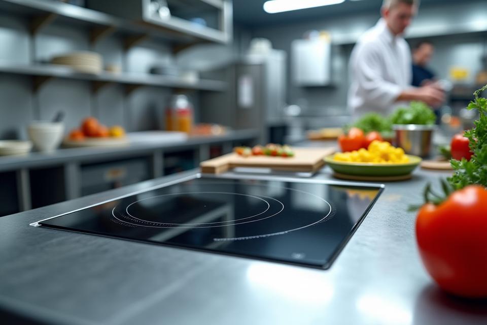 Cocina de inducción en restaurante